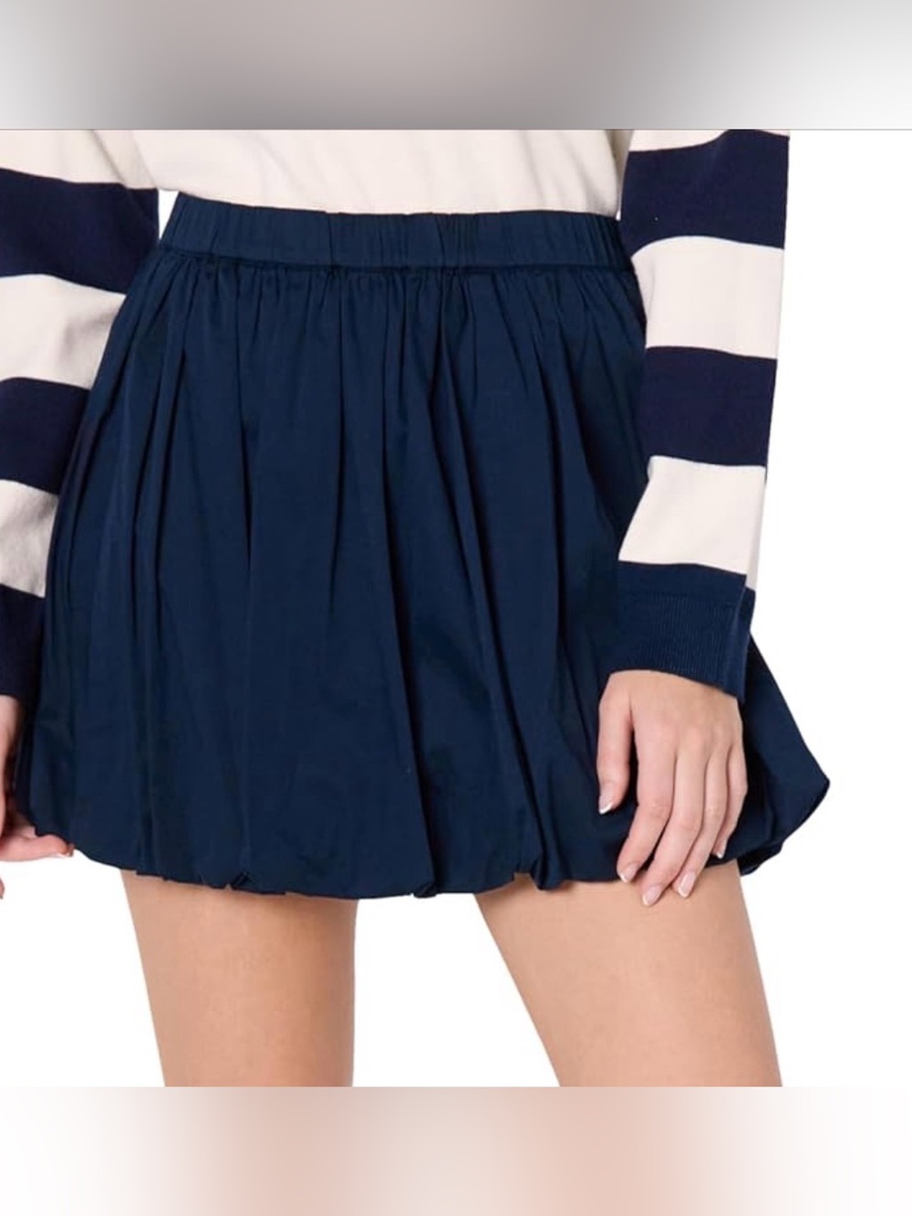 The Drop Navy Blue Cotton Bubble Skirt Small